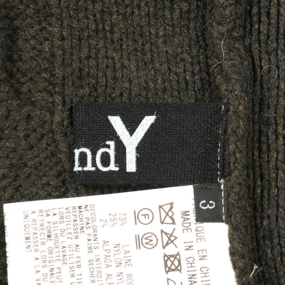 FINE MERINO WOOL CABLE SWITCH UNBALANCE PULLOVER アシンメトリー ニット ウール ナイロン アルパカ ブラウン ダークグリーン 切替 グラウンドワイ