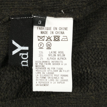 FINE MERINO WOOL CABLE SWITCH UNBALANCE PULLOVER アシンメトリー ニット ウール ナイロン アルパカ ブラウン ダークグリーン 切替 グラウンドワイ