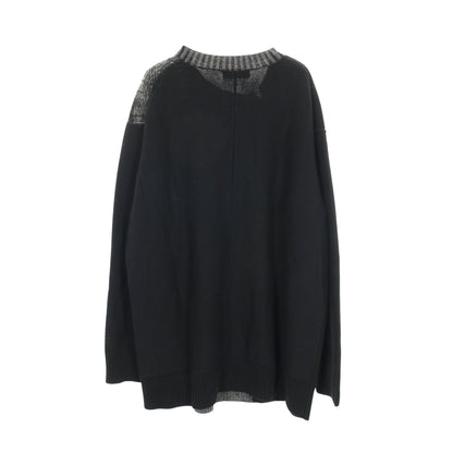 ニット カーディガン クルーネック チェック ウール モヘヤ ナイロン ブラック グレー ヨウジヤマモトプールオム