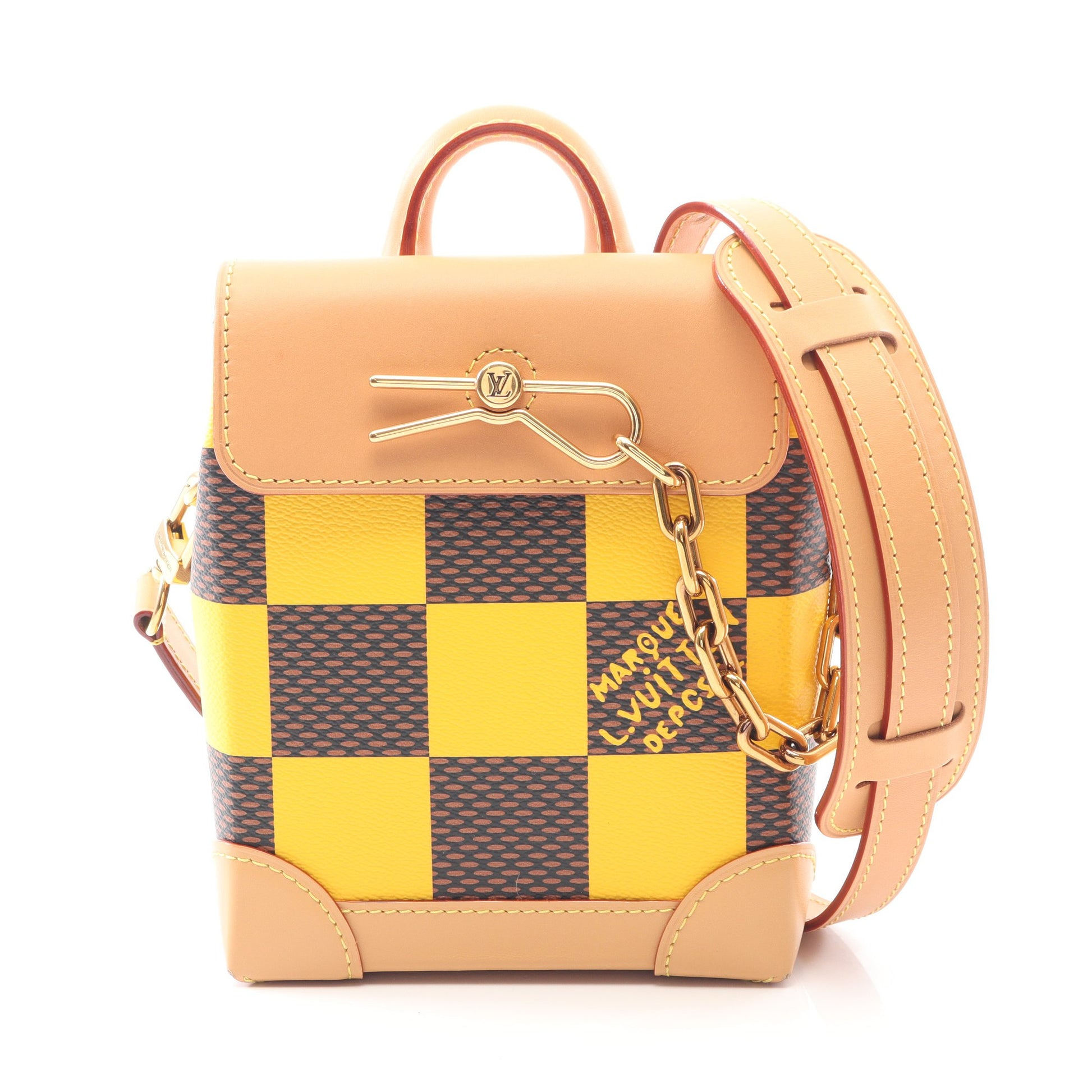 ナノ スティーマー ダミエポップ ショルダーバッグ PVC レザー ブラウン イエロー 2WAY ルイヴィトン バッグ LOUIS VUITTON