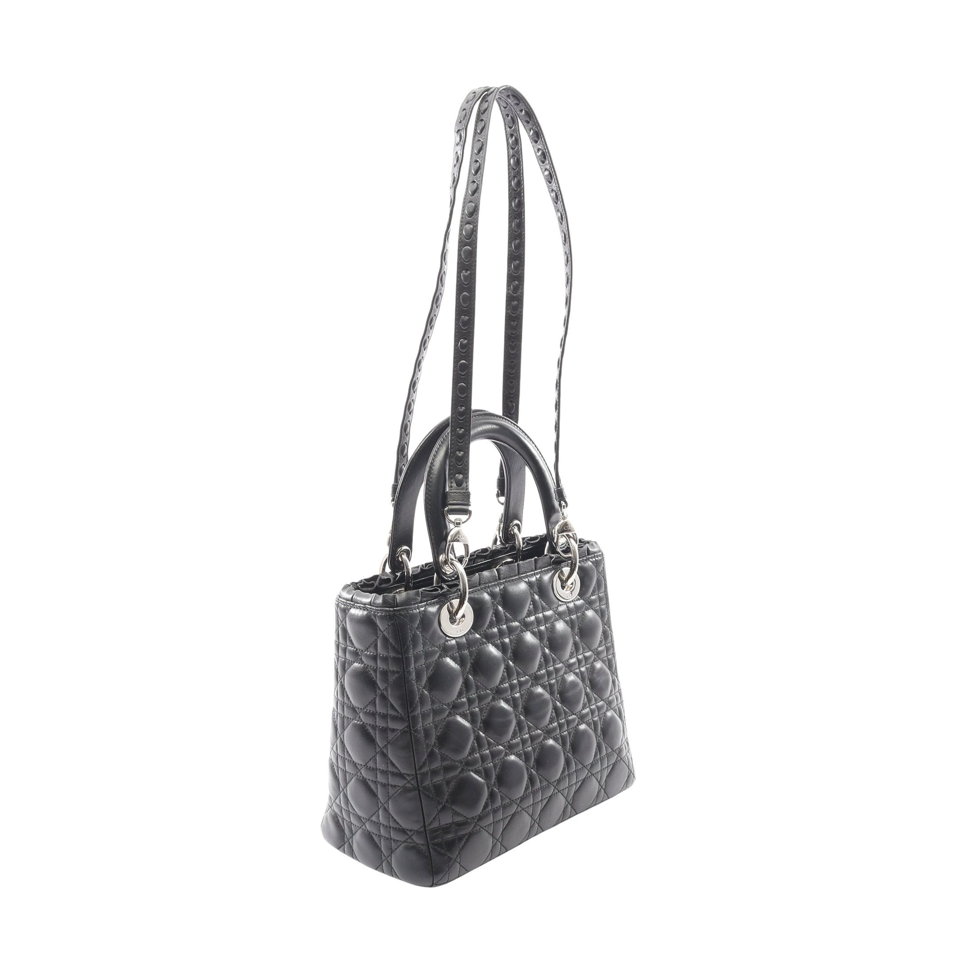 LADY DIOR レディディオール ハンドバッグ ラムスキン ブラック 2WAY クリスチャンディオール バッグ Christian Dior
