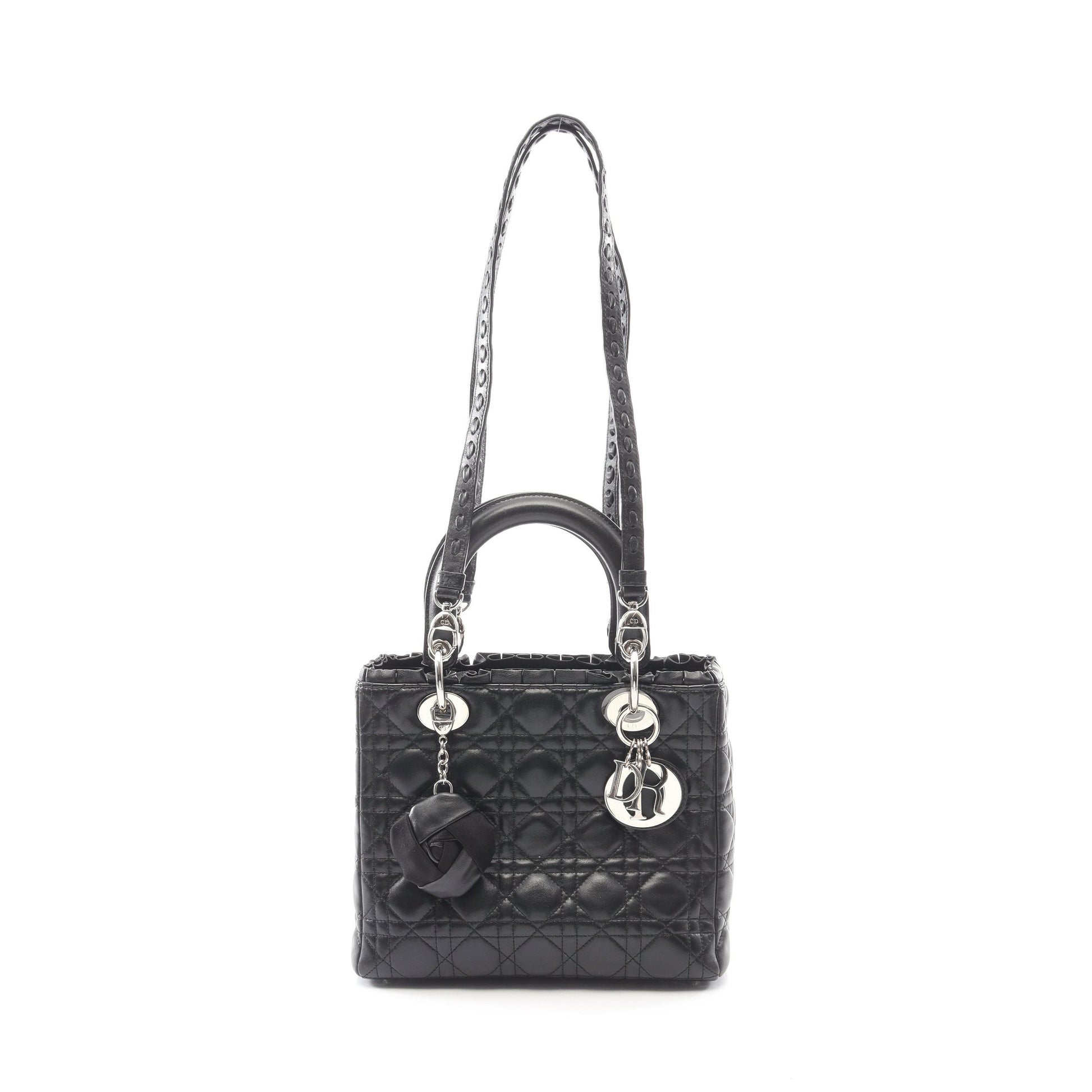 LADY DIOR レディディオール ハンドバッグ ラムスキン ブラック 2WAY クリスチャンディオール バッグ Christian Dior
