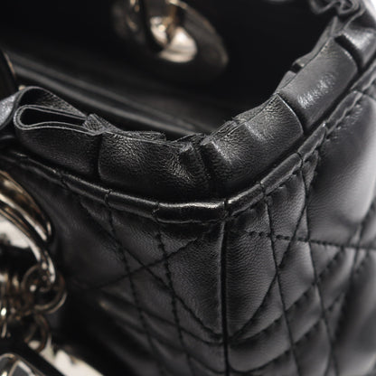 LADY DIOR レディディオール ハンドバッグ ラムスキン ブラック 2WAY クリスチャンディオール バッグ Christian Dior