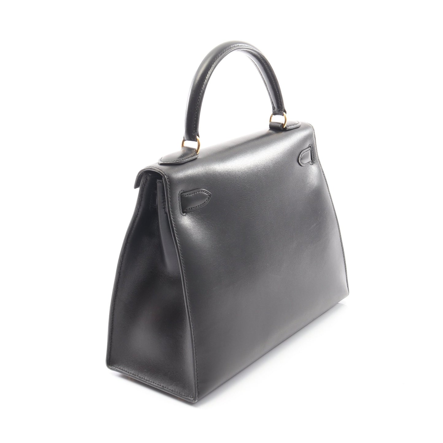 ケリー28 ハンドバッグ ボックスカーフ ブラック ゴールド金具 外縫い 2WAY ○Z刻印 エルメス バッグ HERMES
