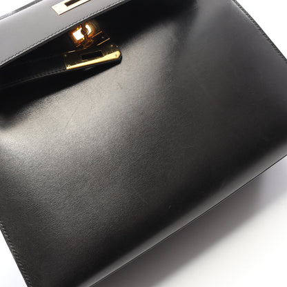 ケリー28 ハンドバッグ ボックスカーフ ブラック ゴールド金具 外縫い 2WAY ○Z刻印 エルメス バッグ HERMES