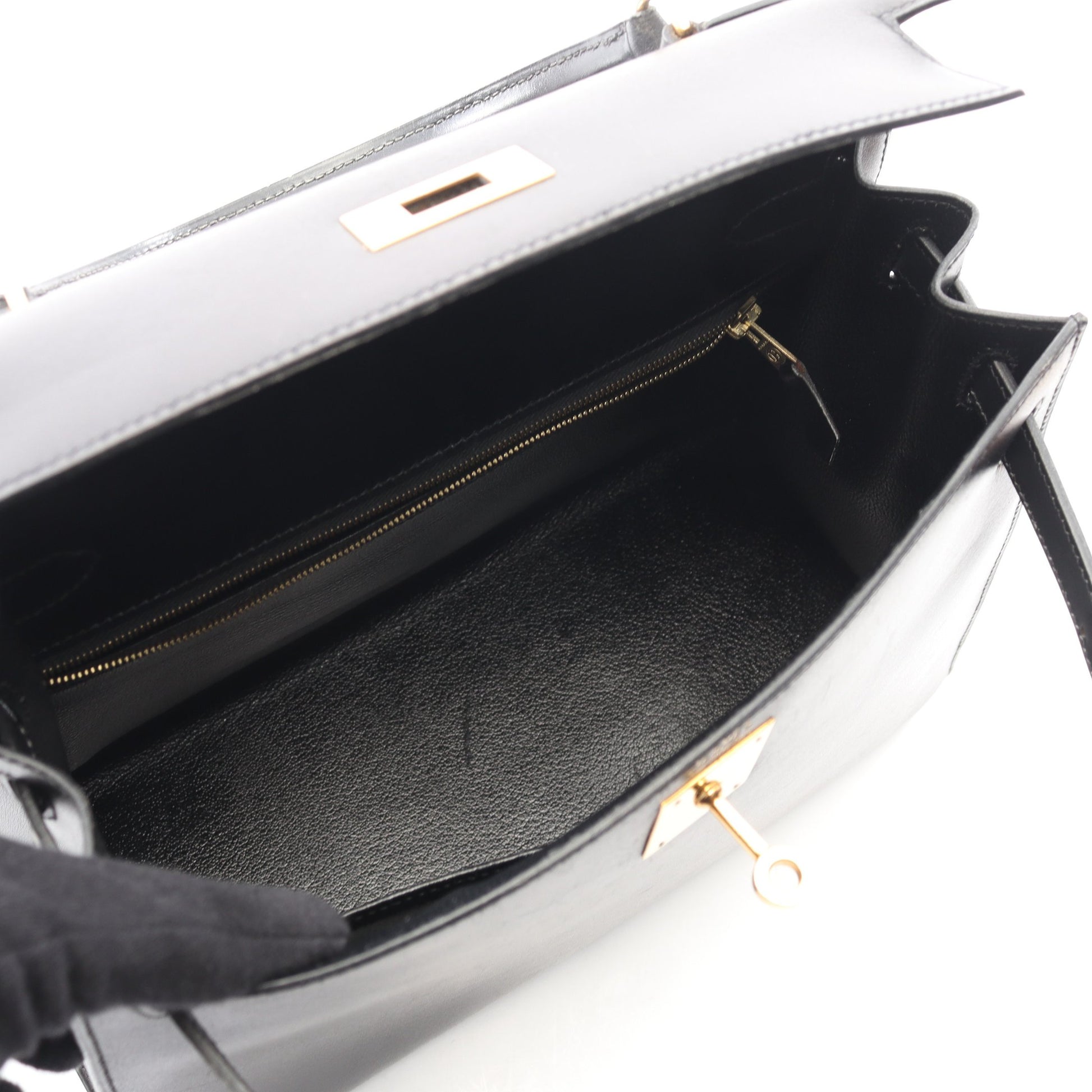 ケリー28 ハンドバッグ ボックスカーフ ブラック ゴールド金具 外縫い 2WAY ○Z刻印 エルメス バッグ HERMES