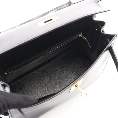 ケリー28 ハンドバッグ ボックスカーフ ブラック ゴールド金具 外縫い 2WAY ○Z刻印 エルメス バッグ HERMES