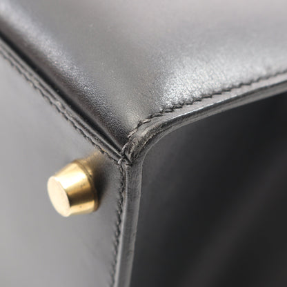 ケリー28 ハンドバッグ ボックスカーフ ブラック ゴールド金具 外縫い 2WAY ○Z刻印 エルメス バッグ HERMES
