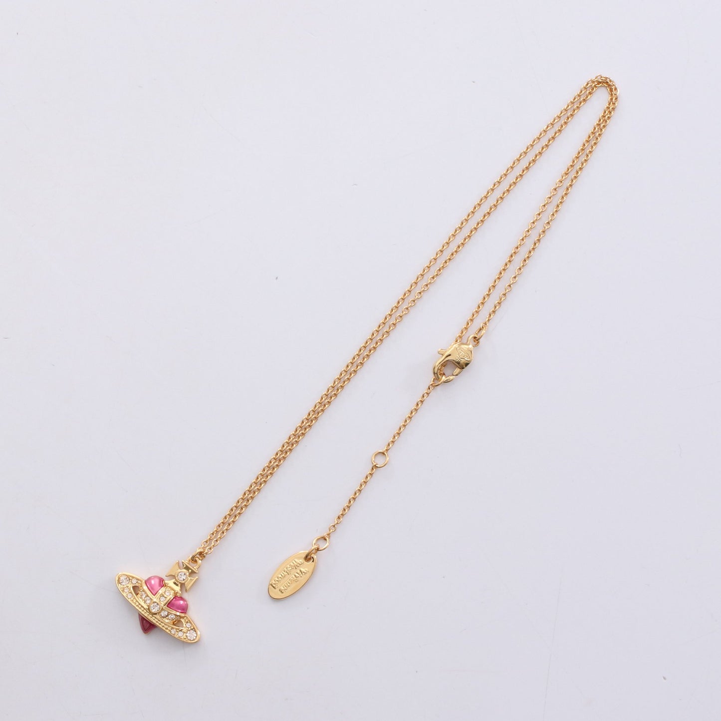 DIAMANTE HEART ネックレス GP ラインストーン ゴールド ピンク クリア ヴィヴィアンウエストウッド アクセサリー Vivienne Westwood