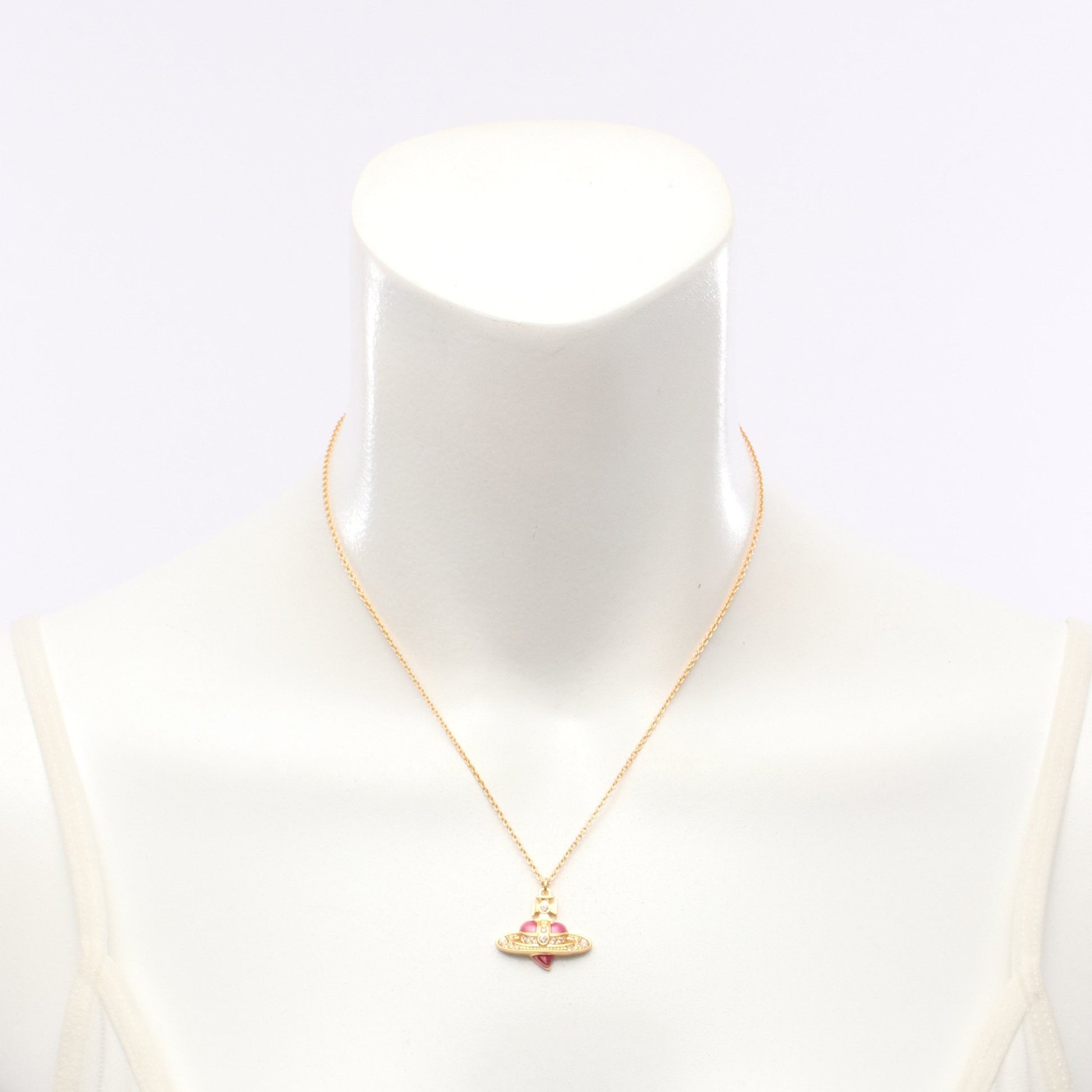 DIAMANTE HEART ネックレス GP ラインストーン ゴールド ピンク クリア ヴィヴィアンウエストウッド アクセサリー Vivienne Westwood