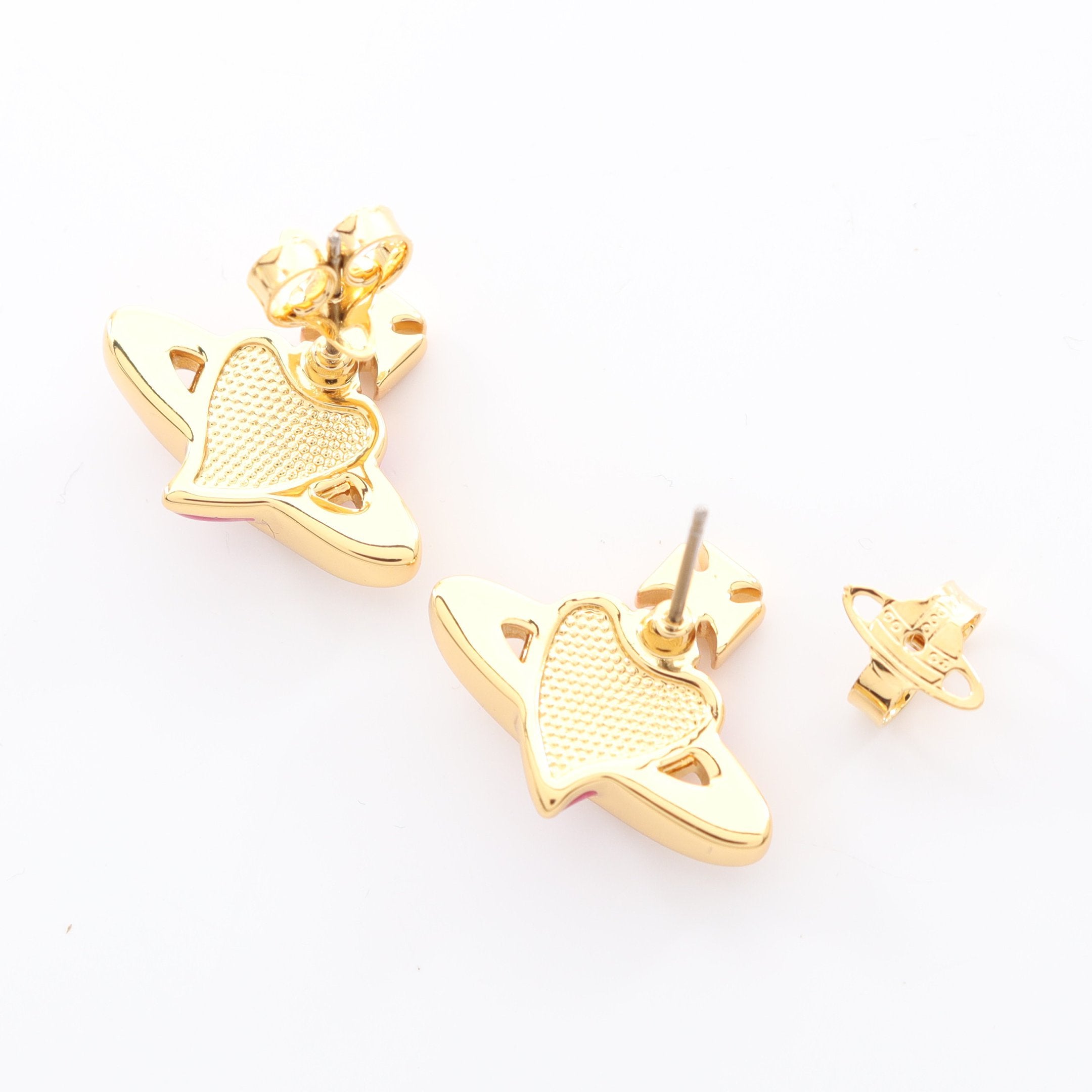 NEW DIAMANTE HEART ピアス GP ラインストーン ゴールド ピンク クリア