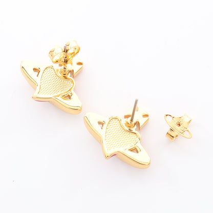 NEW DIAMANTE HEART ピアス GP ラインストーン ゴールド ピンク クリア ヴィヴィアンウエストウッド アクセサリー Vivienne Westwood