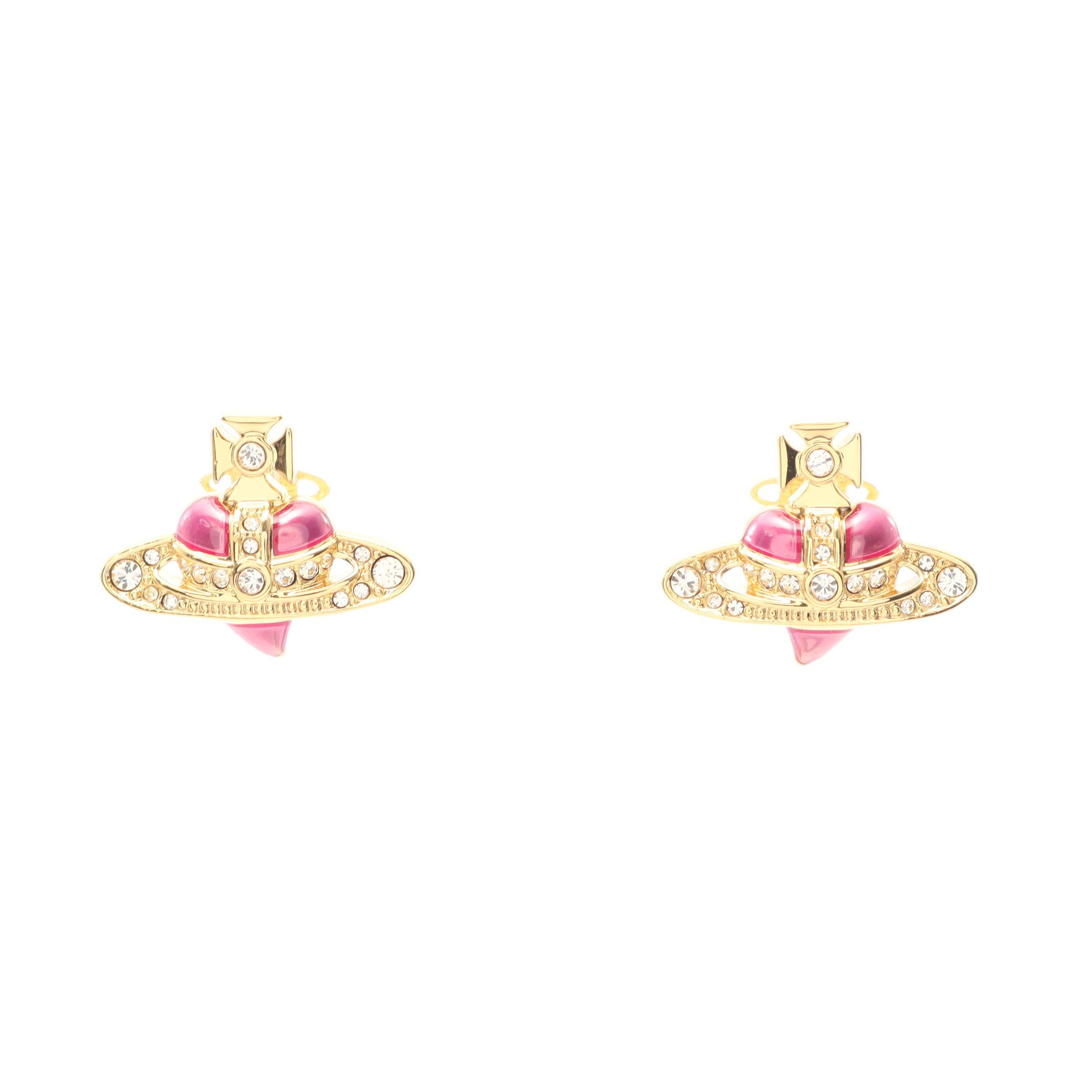 NEW DIAMANTE HEART ピアス GP ラインストーン ゴールド ピンク クリア
