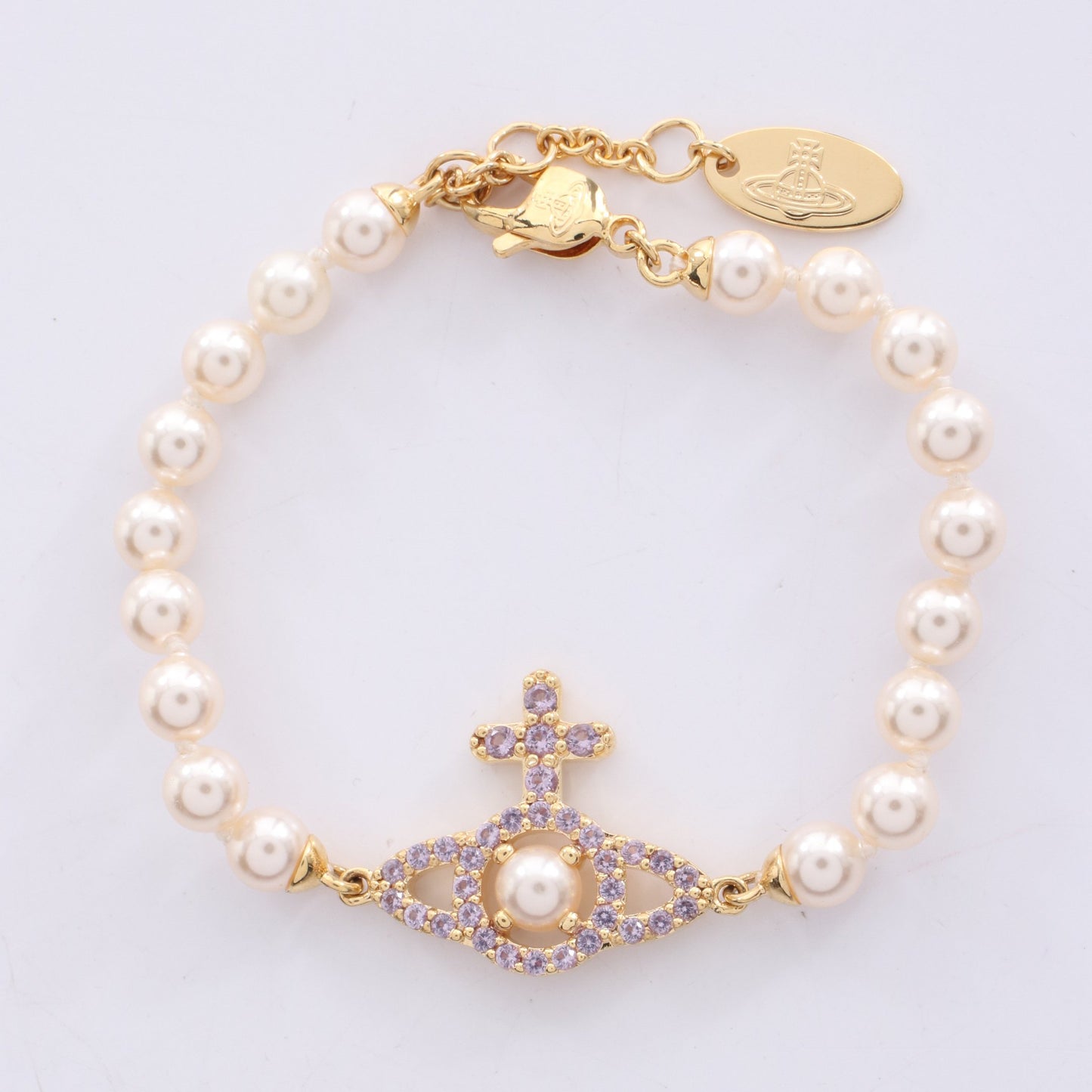 OLYMPIA PEARL ブレスレット フェイクパール GP ラインストーン ホワイト ゴールド ライトパープル ヴィヴィアンウエストウッド アクセサリー Vivienne Westwood