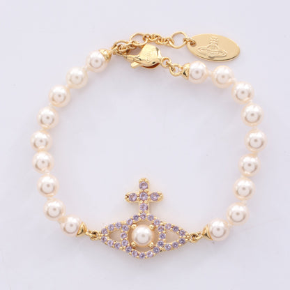OLYMPIA PEARL ブレスレット フェイクパール GP ラインストーン ホワイト ゴールド ライトパープル ヴィヴィアンウエストウッド アクセサリー Vivienne Westwood