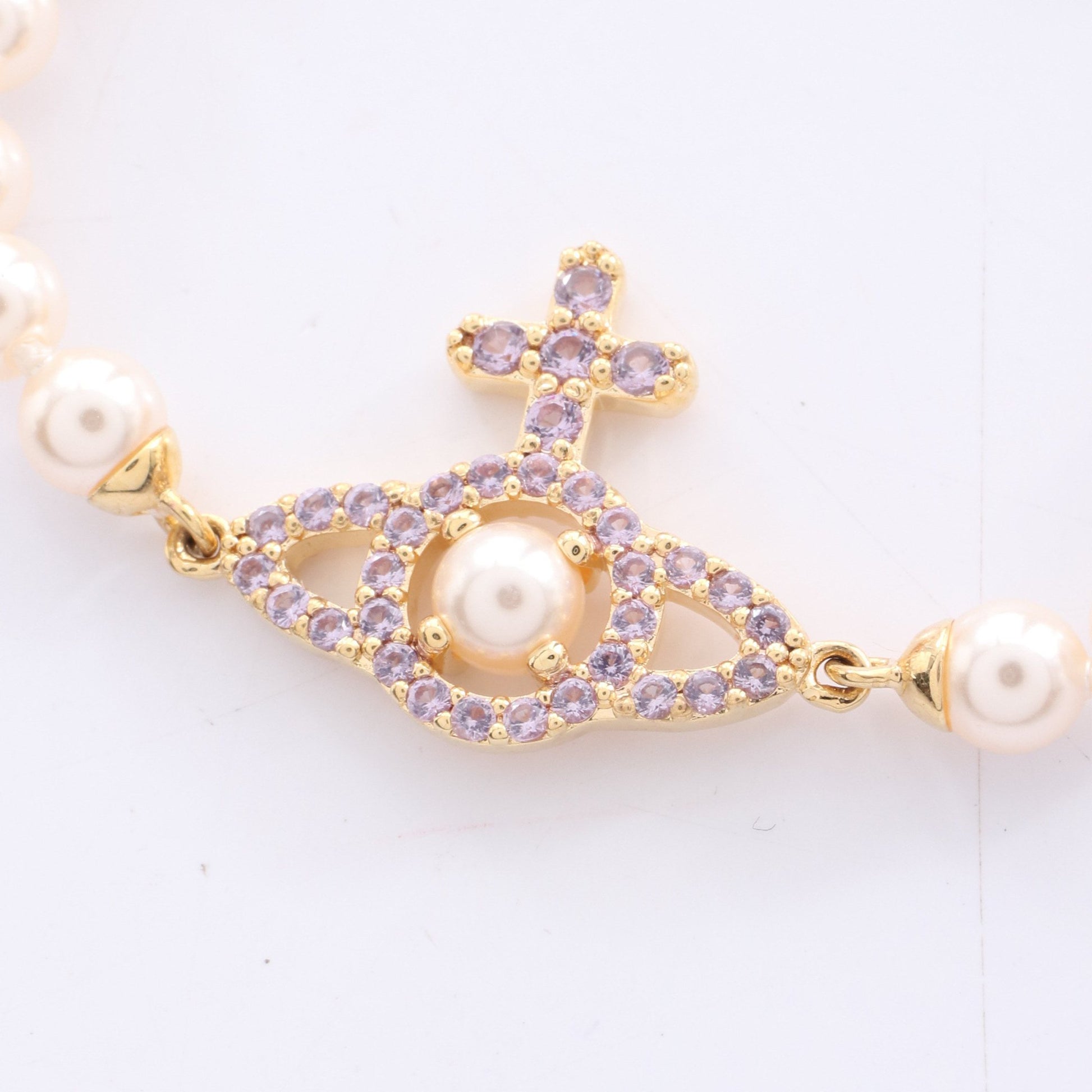 OLYMPIA PEARL ブレスレット フェイクパール GP ラインストーン ホワイト ゴールド ライトパープル ヴィヴィアンウエストウッド アクセサリー Vivienne Westwood