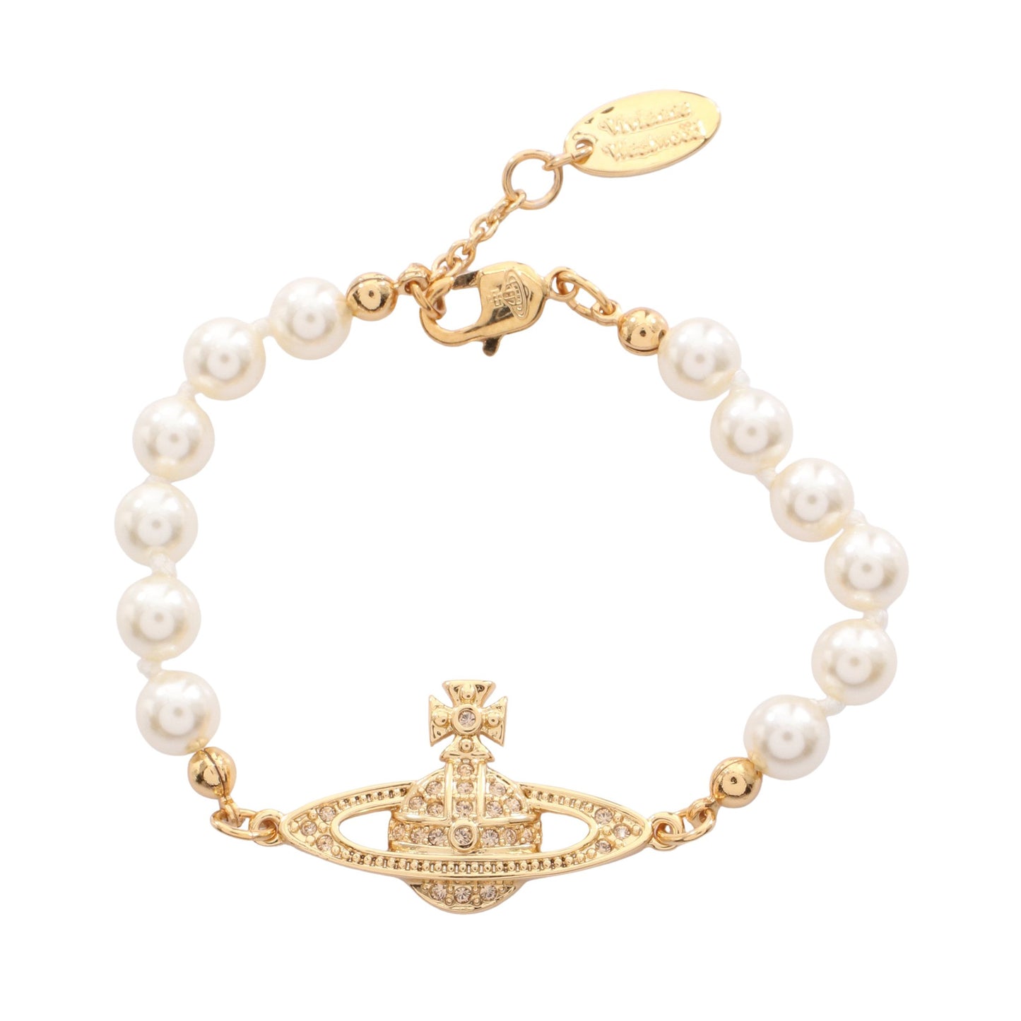 MINI BAS RELIEF ブレスレット フェイクパール GP ラインストーン ホワイト ゴールド クリア ヴィヴィアンウエストウッド アクセサリー Vivienne Westwood