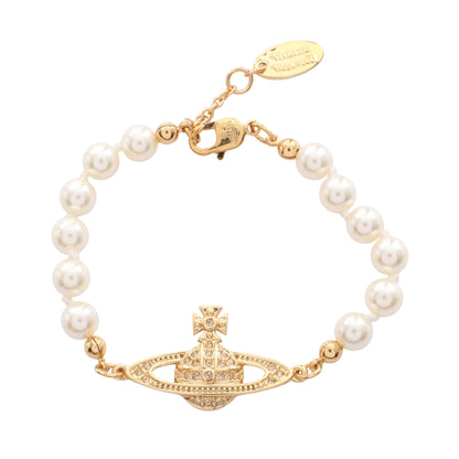 MINI BAS RELIEF ブレスレット フェイクパール GP ラインストーン ホワイト ゴールド クリア ヴィヴィアンウエストウッド アクセサリー Vivienne Westwood