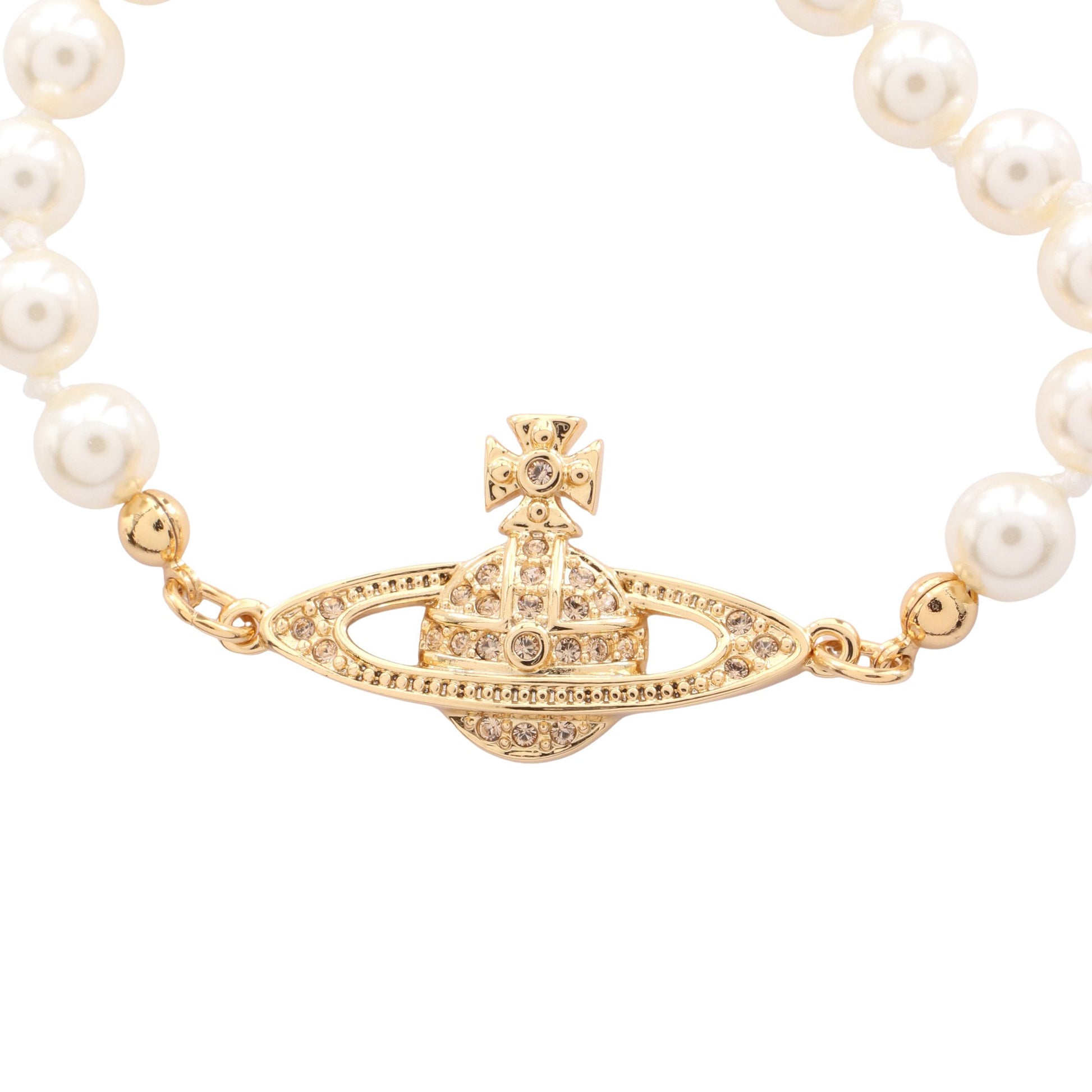 MINI BAS RELIEF ブレスレット フェイクパール GP ラインストーン ホワイト ゴールド クリア ヴィヴィアンウエストウッド アクセサリー Vivienne Westwood
