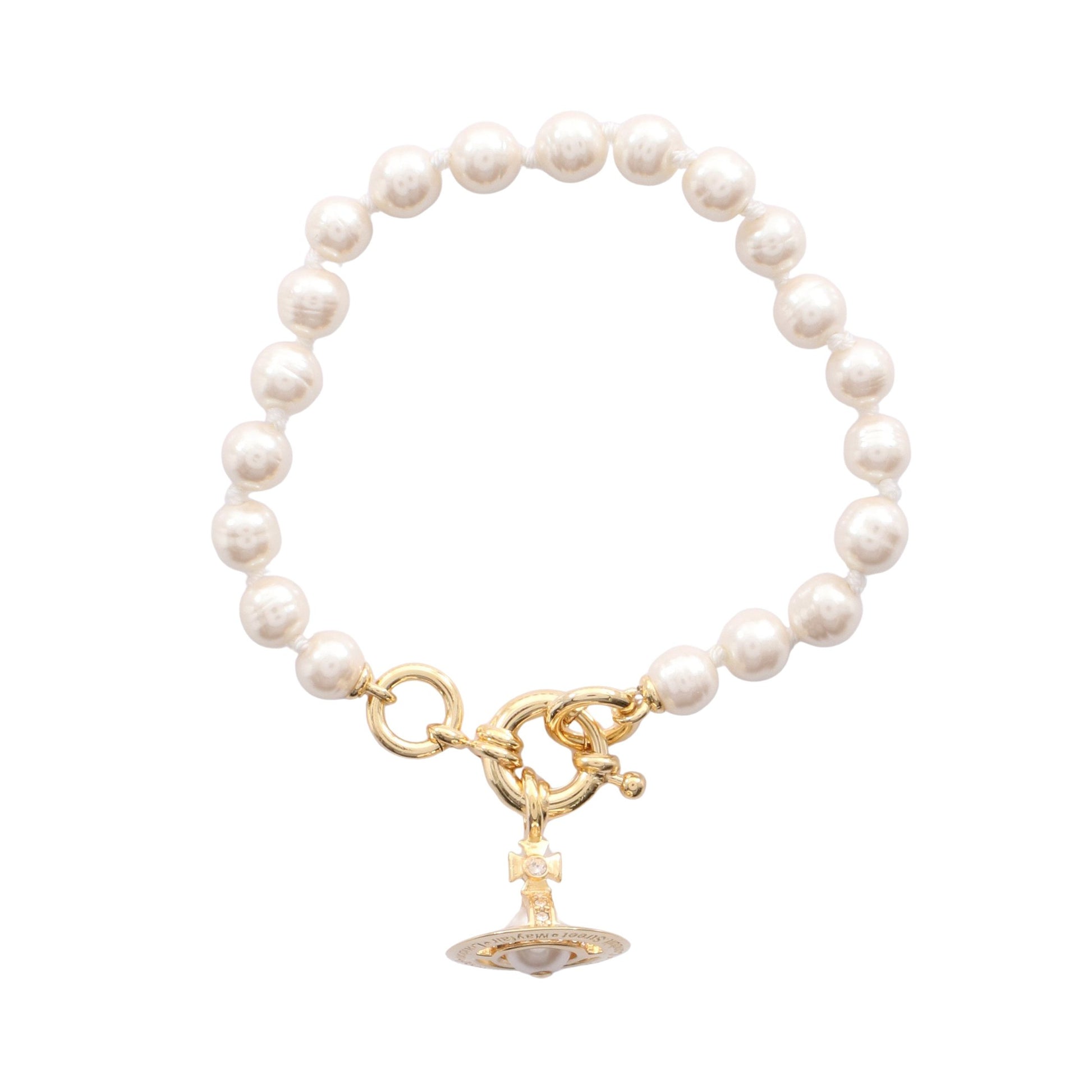ALEKSA ブレスレット フェイクパール GP ラインストーン ホワイト ゴールド クリア ヴィヴィアンウエストウッド アクセサリー Vivienne Westwood