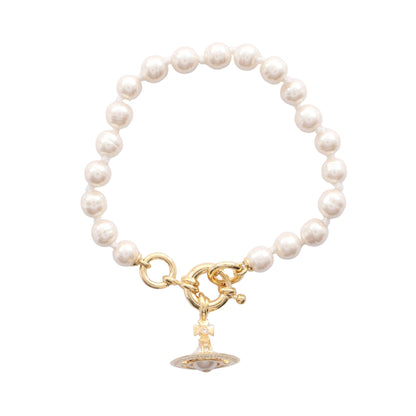 ALEKSA ブレスレット フェイクパール GP ラインストーン ホワイト ゴールド クリア ヴィヴィアンウエストウッド アクセサリー Vivienne Westwood
