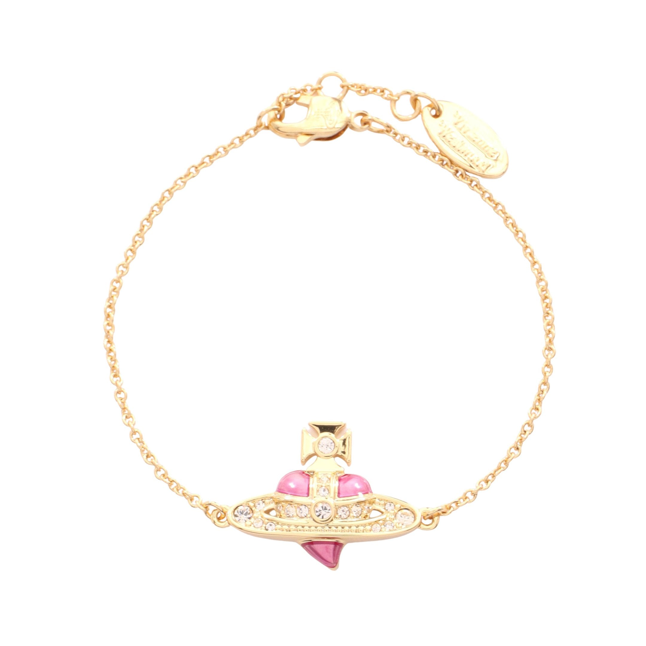 NEW DIAMANTE HEART ブレスレット GP ラインストーン ゴールド ピンク