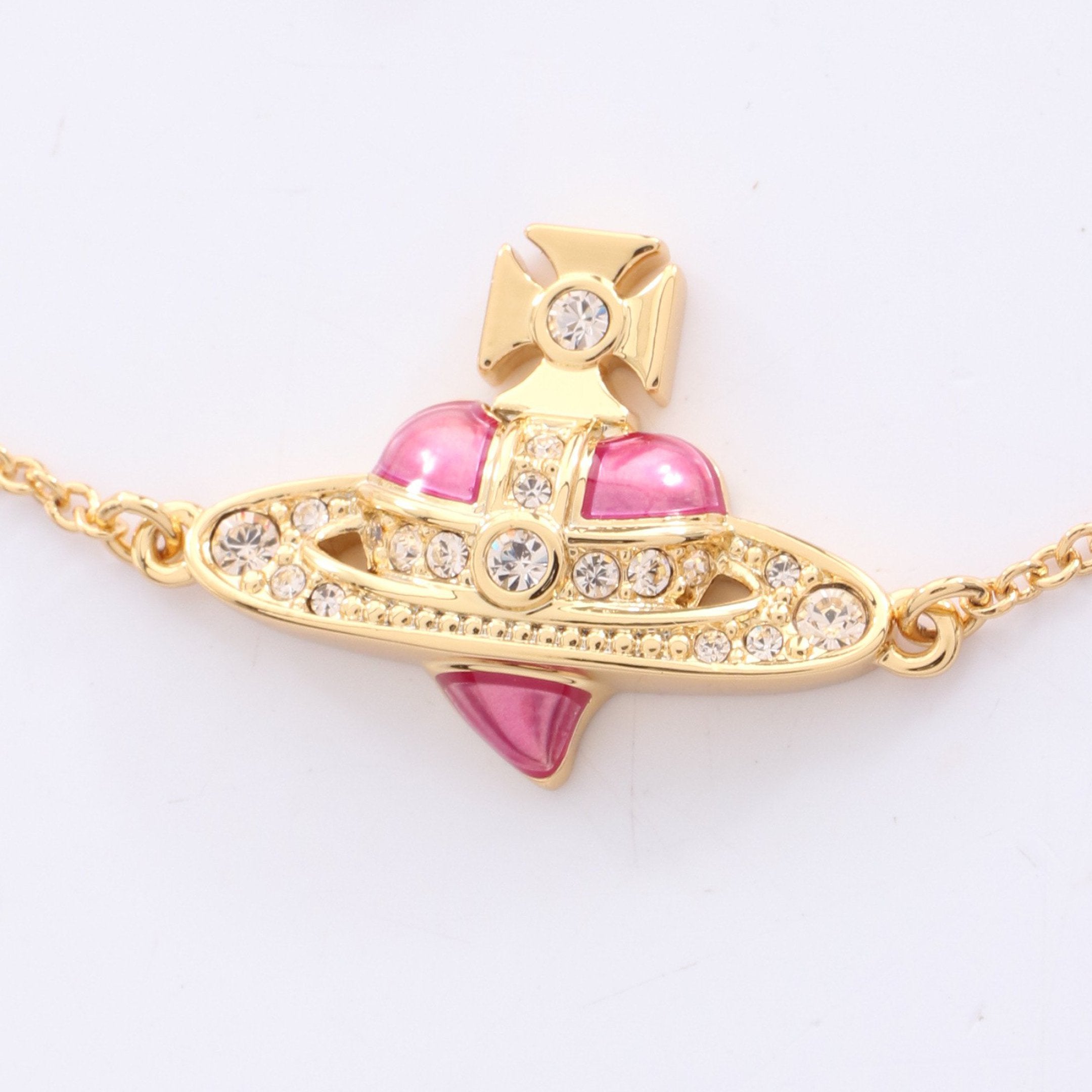 NEW DIAMANTE HEART ブレスレット GP ラインストーン ゴールド ピンク