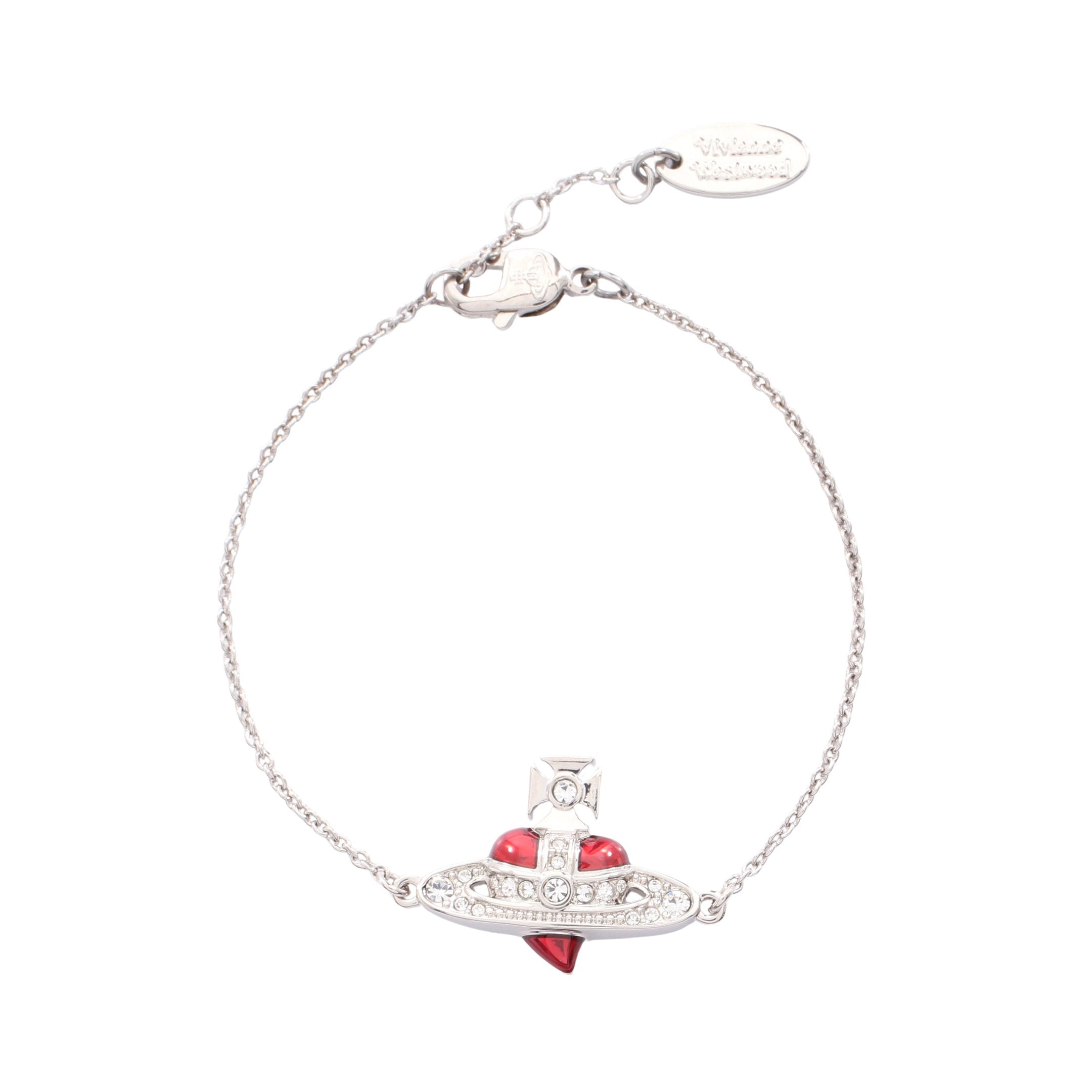 NEW DIAMANTE HEART ブレスレット ラインストーン シルバー レッド