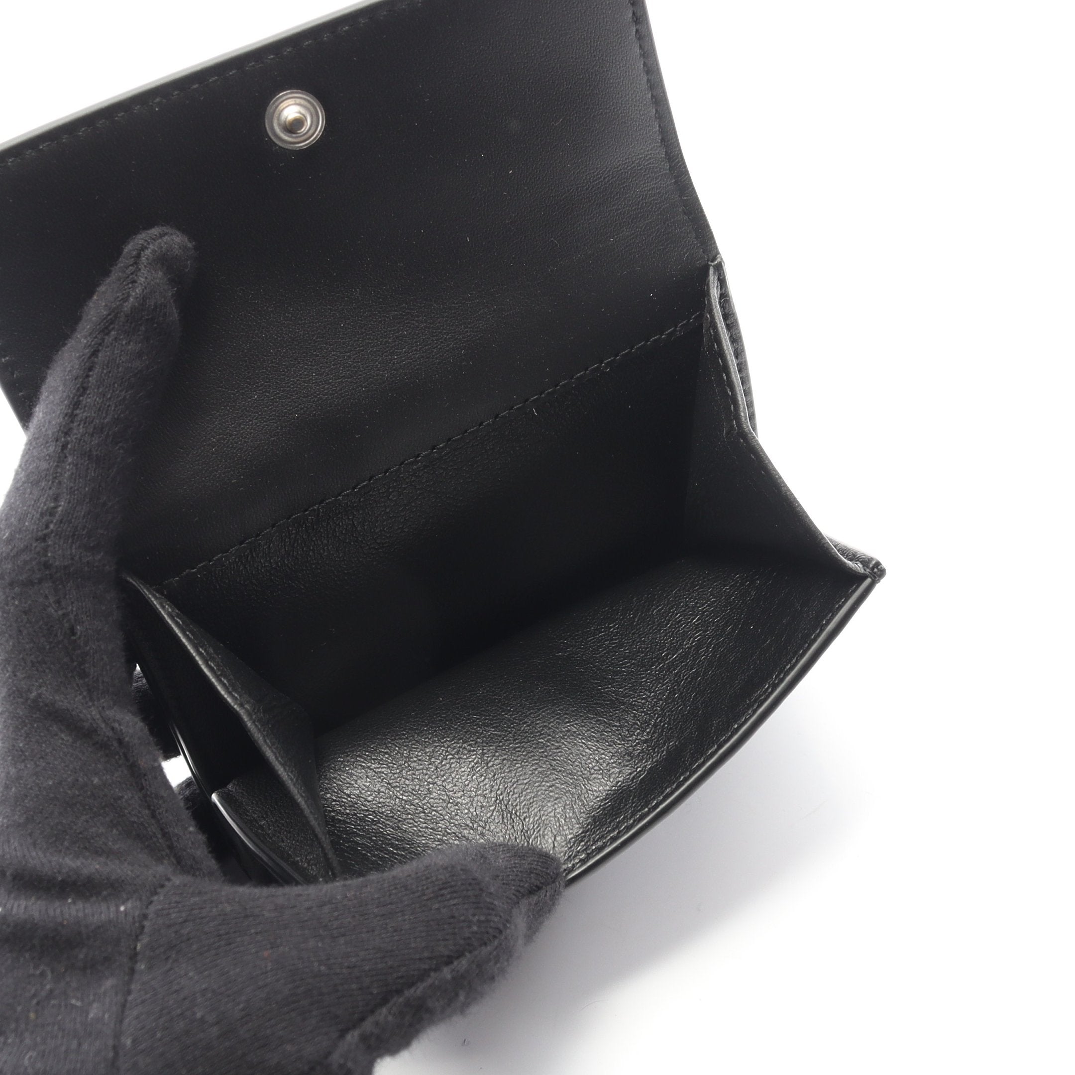 イントレチャート 二つ折り財布 Wホック財布 レザー ブラック ボッテガ