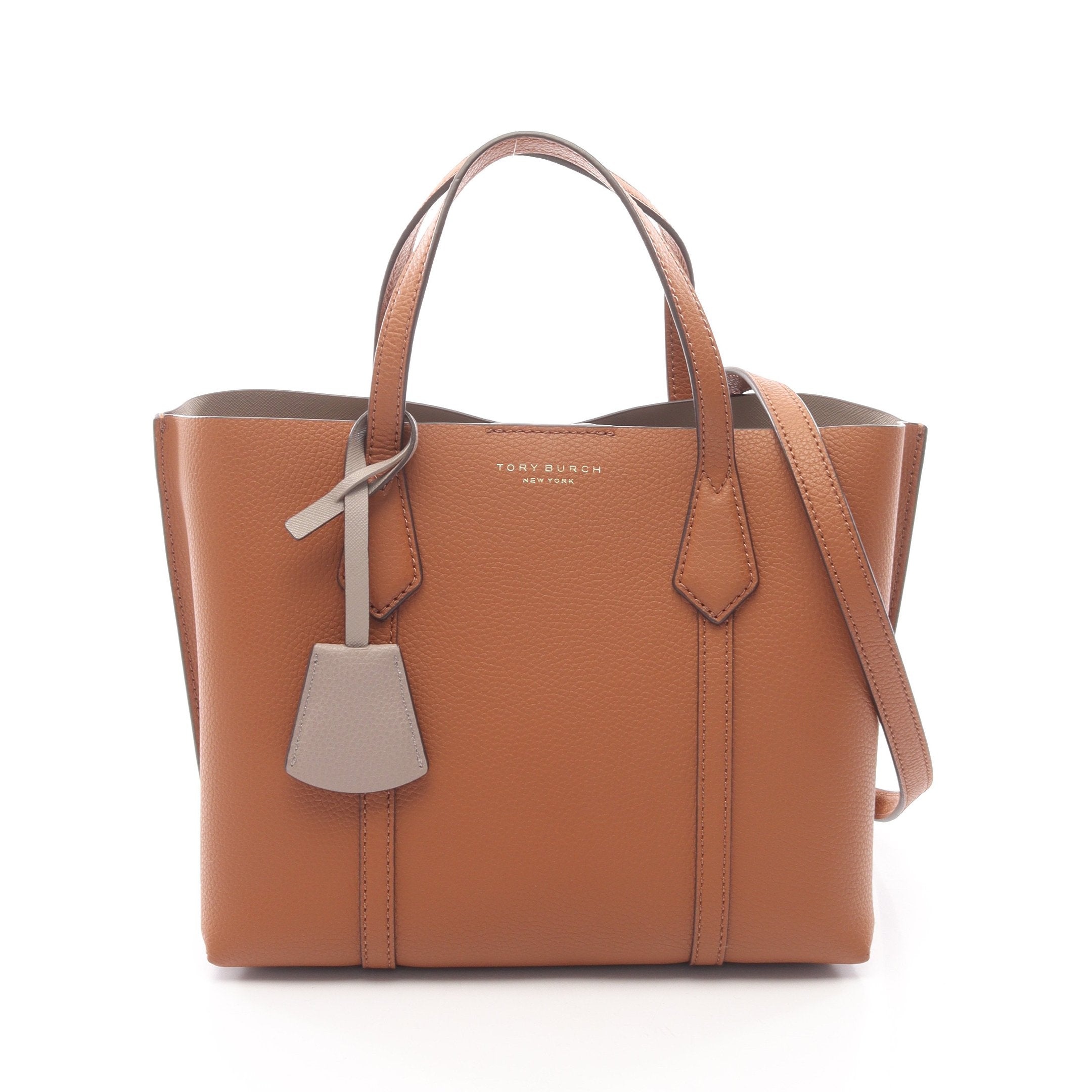 PERRY SMALL ハンドバッグ レザー ブラウン 2WAY トリーバーチ – RECLO