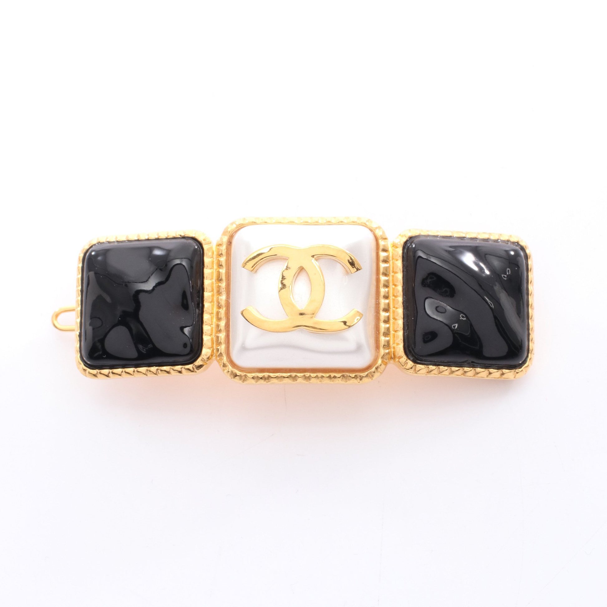 グリポア ココマーク バレッタ GP フェイクパール ガラス ゴールド ホワイト ブラック B20K シャネル アクセサリー CHANEL