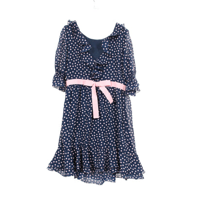 ワンピース 五分袖 ドット ネイビー ピンク リボン レッドヴァレンティノ ワンピース RED VALENTINO
