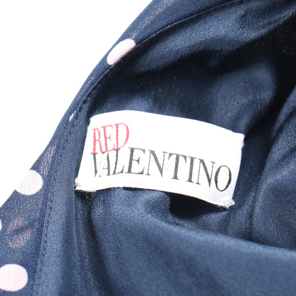 ワンピース 五分袖 ドット ネイビー ピンク リボン レッドヴァレンティノ ワンピース RED VALENTINO