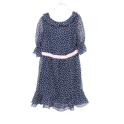 ワンピース 五分袖 ドット ネイビー ピンク リボン レッドヴァレンティノ ワンピース RED VALENTINO