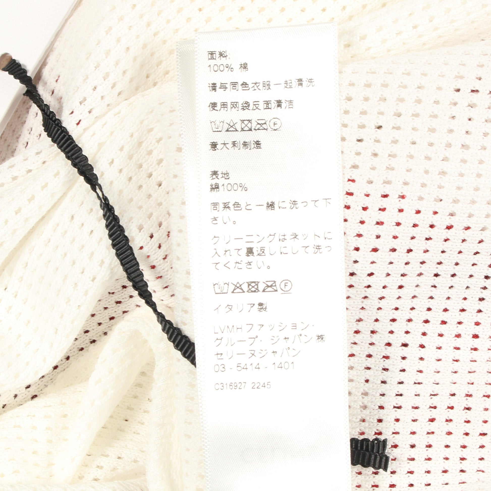 16 エンブロイダリー 半袖Tシャツ スパンコール メッシュ コットン ホワイト レッド セリーヌ トップス CELINE