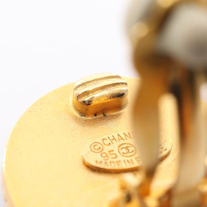 ココマーク ラウンド シェル イヤリング GP ゴールド ホワイト ブラック 95P シャネル