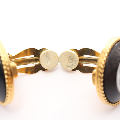 ココマーク ラウンド シェル イヤリング GP ゴールド ホワイト ブラック 95P シャネル