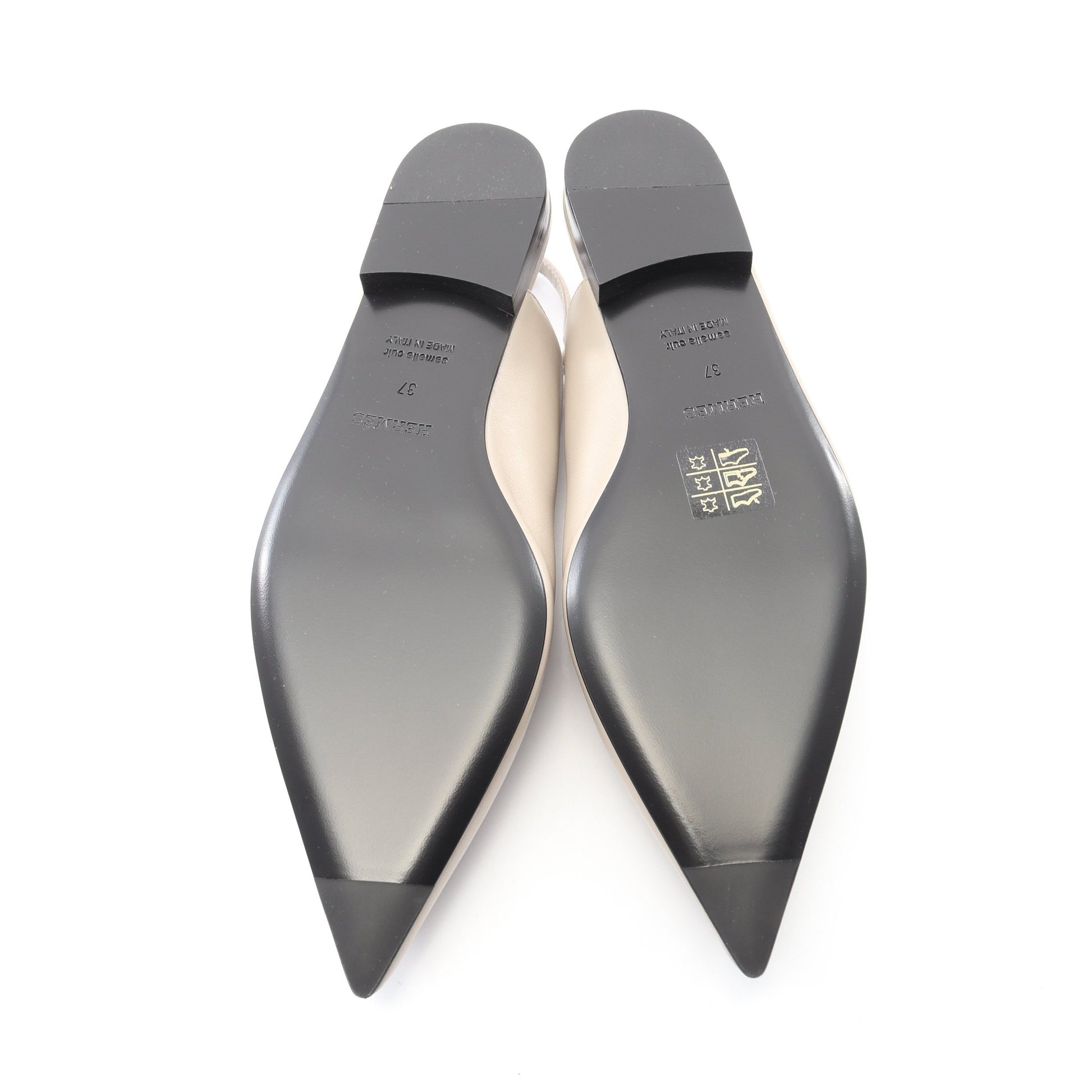 リングバック ラブリー パンプス レザー グレーベージュ エルメス シューズ HERMES