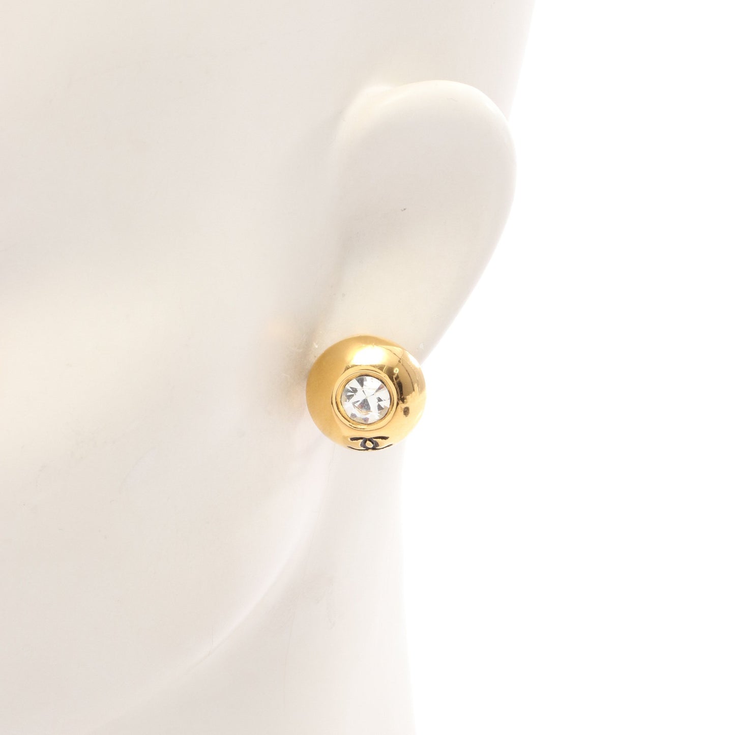 ココマーク イヤリング GP ラインストーン ゴールド クリア ヴィンテージ シャネル アクセサリー CHANEL
