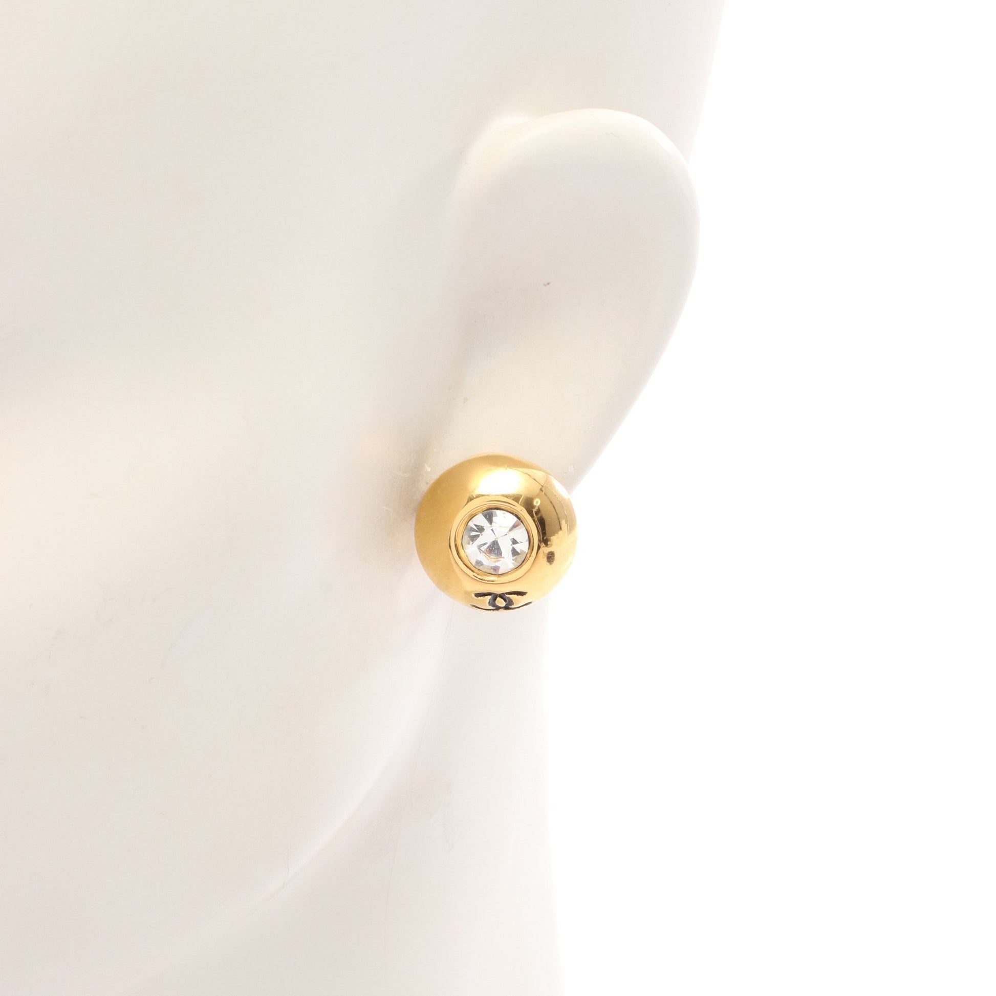 ココマーク イヤリング GP ラインストーン ゴールド クリア ヴィンテージ シャネル アクセサリー CHANEL