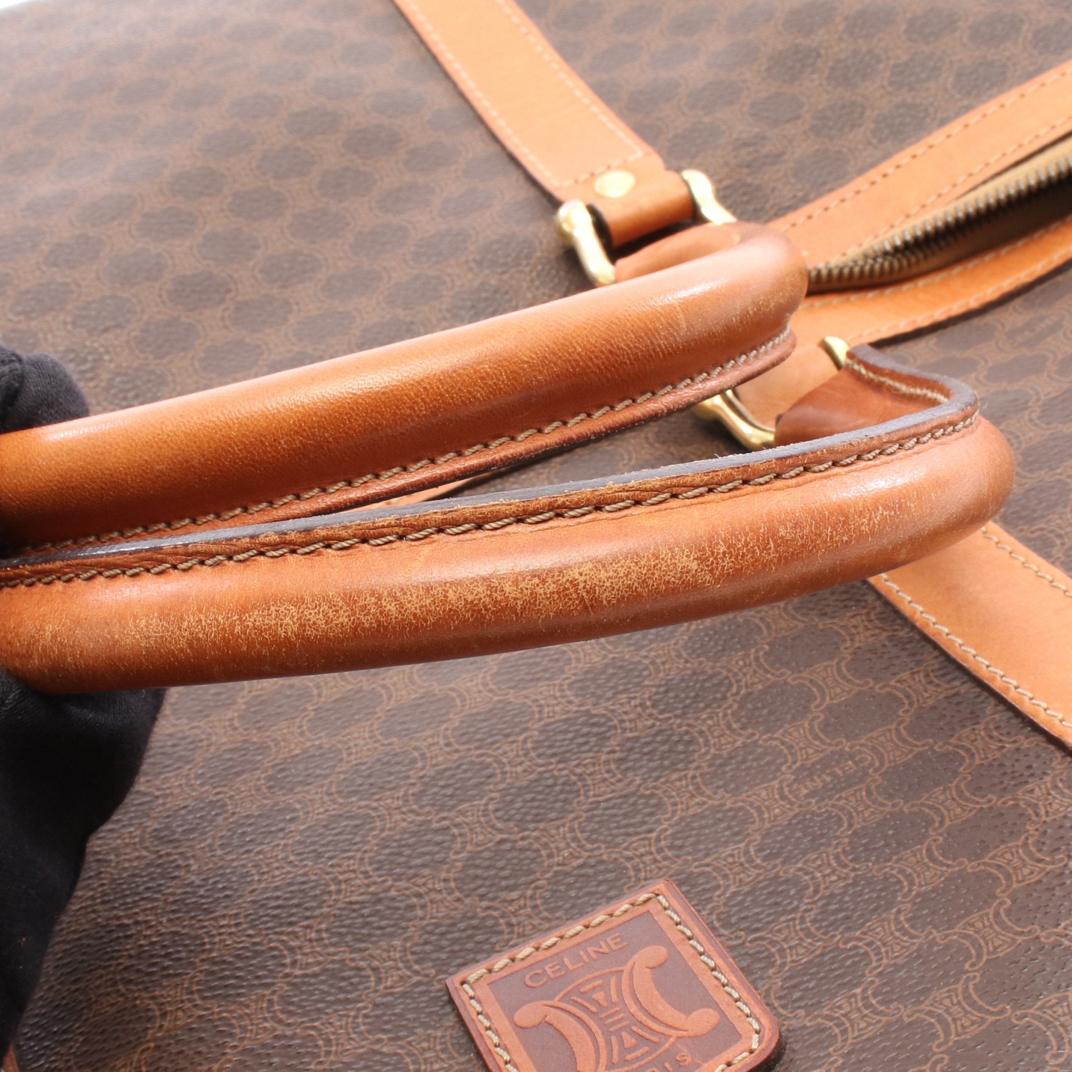 マカダム ボストンバッグ レザー PVC ブラウン ダークブラウン 2WAY