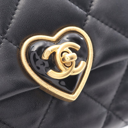 マトラッセ ハートロック チェーンショルダーバッグ ラムスキン ブラック ゴールド金具 シャネル バッグ CHANEL