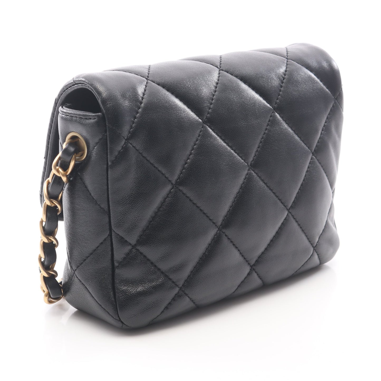 マトラッセ ハートロック チェーンショルダーバッグ ラムスキン ブラック ゴールド金具 シャネル バッグ CHANEL