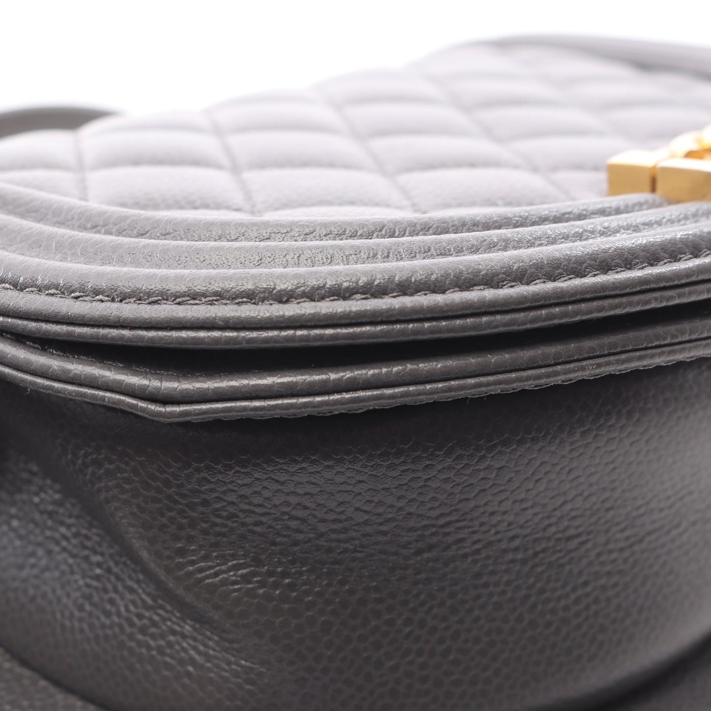 ボーイシャネル スモール チェーンショルダーバッグ キャビアスキン グレー ゴールド金具 シャネル バッグ CHANEL