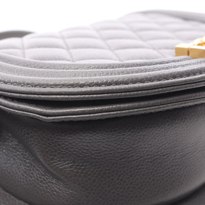 ボーイシャネル スモール チェーンショルダーバッグ キャビアスキン グレー ゴールド金具 シャネル バッグ CHANEL