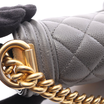 ボーイシャネル スモール チェーンショルダーバッグ キャビアスキン グレー ゴールド金具 シャネル バッグ CHANEL