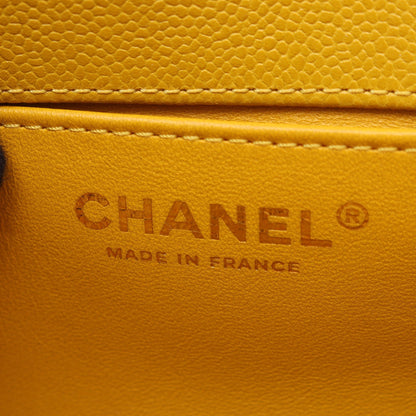 ボーイシャネル スモール チェーンショルダーバッグ キャビアスキン イエローブラウン ゴールド金具 シャネル バッグ CHANEL