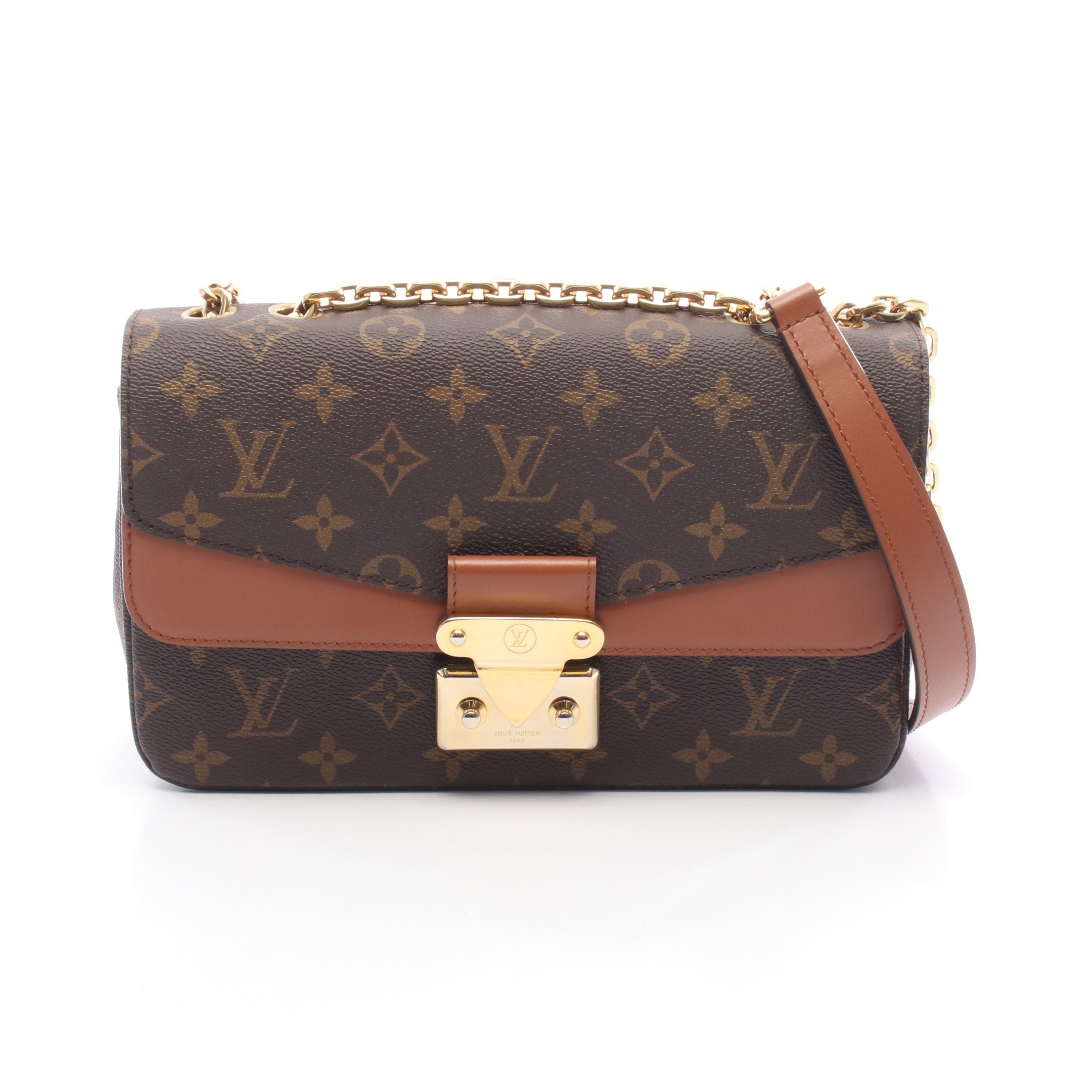 マルソー モノグラム キャラメル チェーンショルダーバッグ PVC レザー