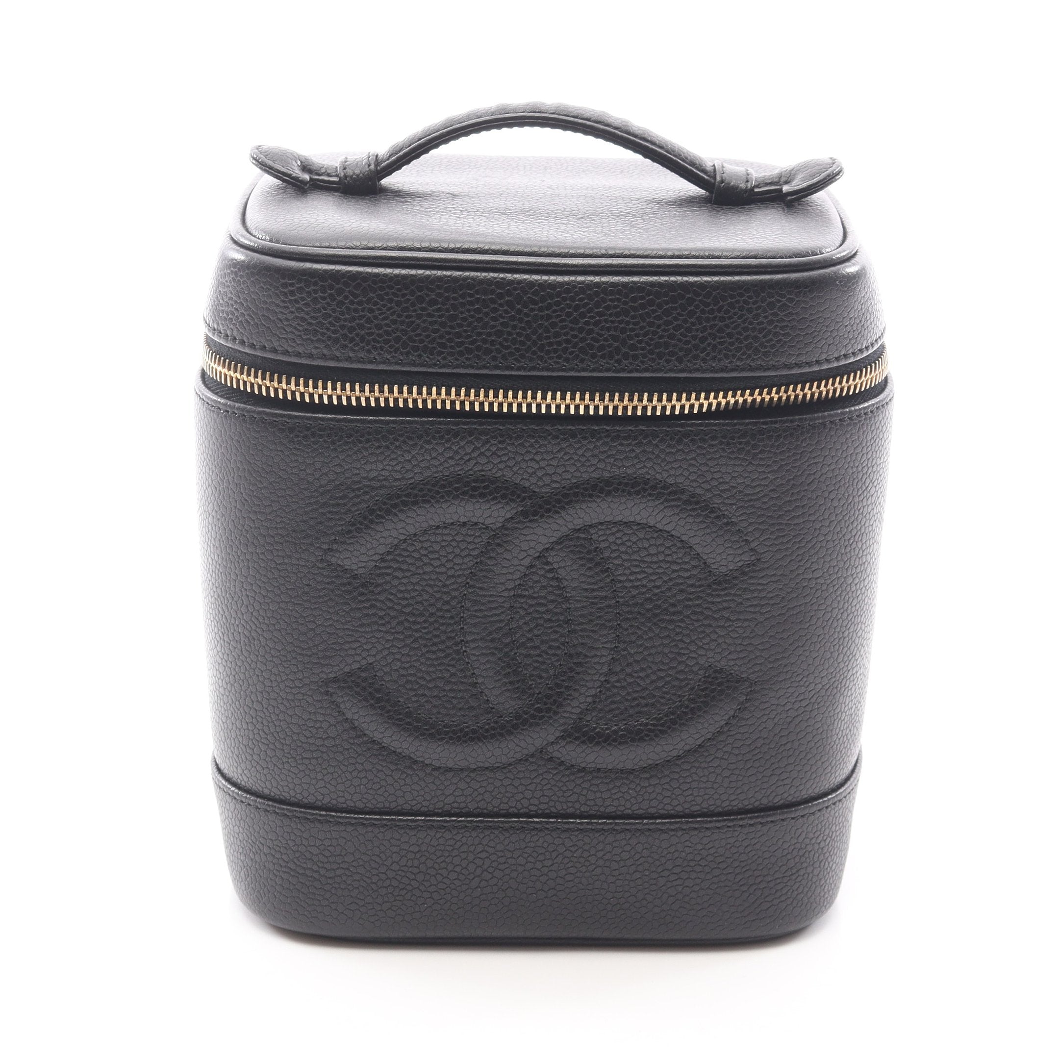 ココマーク ハンドバッグ バニティバッグ キャビアスキン ブラック