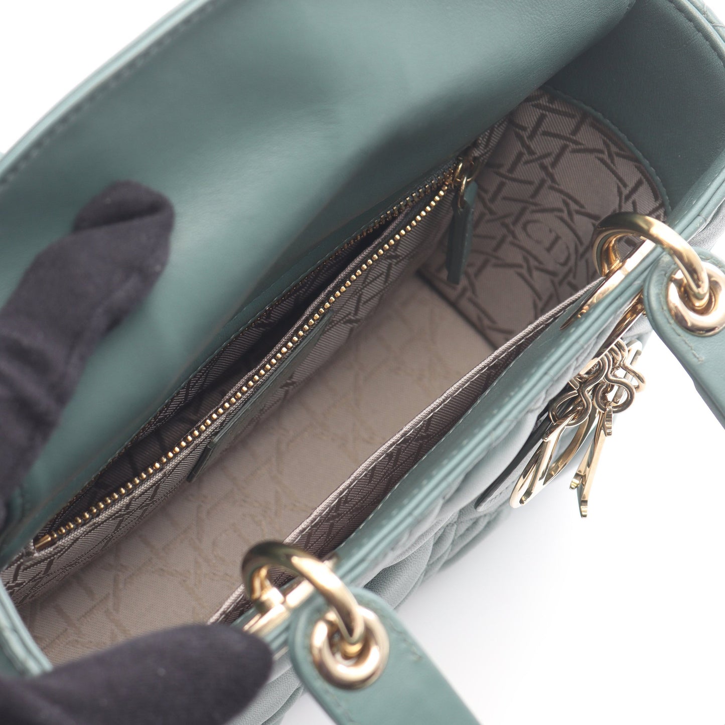 レディディオール スモール ハンドバッグ レザー グレーグリーン 2WAY クリスチャンディオール バッグ Christian Dior